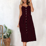 New Women Print Floral Stripe Long dress Sexy V-Neck Sleeveless Button Beach Casual Boho Midi Dress Plus Size 3XL