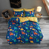 Solstice Home Textile Cyan Cute Cat Kitty Duvet Cover Pillow Case Bed Sheet Boy Kid Teen Girl Bedding Linens Set King Queen Twin