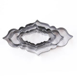 4Pcs/Set Stainless Steel Fondant Mold Cookie Stamper Nameplate Wedding Biscuit Lace Blessing Circle Flower Frame Cake Decoration