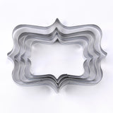 4Pcs/Set Stainless Steel Fondant Mold Cookie Stamper Nameplate Wedding Biscuit Lace Blessing Circle Flower Frame Cake Decoration