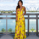 Women's V-Neck Sleeveless Long Floral Dress
