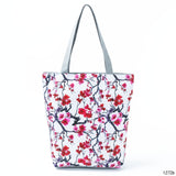 Miyahouse Floral Printed Handbag Women Shoulder Bag Canvas Summer Beach Bag Daily Use Female Shopping Bag Lady