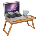 1Pc Adjustable Bamboo Desk Shelf Dormitory Bed laptop stand Two Flowers Book Reading laptop table - shopwishi 