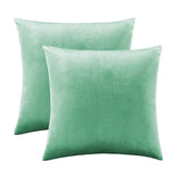 2 Packs White Decorative Cushions Covers Cases for Sofa Bed Couch Modern Luxury Velvet Home Throw Pillows Covers Silver Green