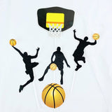 5 pcs Paper glitter basketball Cake Toppers Basketball player cake dessert Adorn card Flags Decor Cake Baking DIY Party Supplies