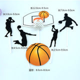 5 pcs Paper glitter basketball Cake Toppers Basketball player cake dessert Adorn card Flags Decor Cake Baking DIY Party Supplies