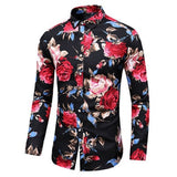 Floral Print Long Sleeve Shirts Fashion Brand Party Holiday Casual Dress Flower Shirt Homme Plus Size 7XL