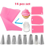 14pcs/Set Reusable Icing Piping Nozzle Set and Pastry Set DIY Cake Decorating Tool