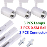 Whole Set Led Track Light COB Track Lamp 12W 20W 30W 40W Rail Lighting Aluminum Spot Lights Fixtures For Clothing Shop Home 220V