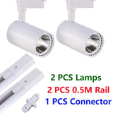 Whole Set Led Track Light COB Track Lamp 12W 20W 30W 40W Rail Lighting Aluminum Spot Lights Fixtures For Clothing Shop Home 220V