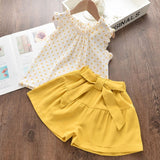 Menoea Girls Clothing Sets 2020 New Style Summer Children Clothes Cute  Dots Lace + Bow Short Pants 2pc Kids Clothes Sets