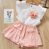 Menoea Girls Clothing Sets 2020 New Style Summer Children Clothes Cute  Dots Lace + Bow Short Pants 2pc Kids Clothes Sets