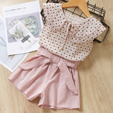Menoea Girls Clothing Sets 2020 New Style Summer Children Clothes Cute  Dots Lace + Bow Short Pants 2pc Kids Clothes Sets