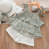 Menoea Girls Clothing Sets 2020 New Style Summer Children Clothes Cute  Dots Lace + Bow Short Pants 2pc Kids Clothes Sets