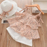 Menoea Girls Clothing Sets 2020 New Style Summer Children Clothes Cute  Dots Lace + Bow Short Pants 2pc Kids Clothes Sets