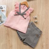 Menoea Girls Clothing Sets 2020 New Style Summer Children Clothes Cute  Dots Lace + Bow Short Pants 2pc Kids Clothes Sets
