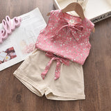 Menoea Girls Clothing Sets 2020 New Style Summer Children Clothes Cute  Dots Lace + Bow Short Pants 2pc Kids Clothes Sets