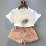 Menoea Girls Clothing Sets 2020 New Style Summer Children Clothes Cute  Dots Lace + Bow Short Pants 2pc Kids Clothes Sets