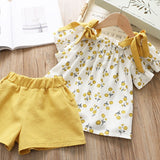 Menoea Girls Clothing Sets 2020 New Style Summer Children Clothes Cute  Dots Lace + Bow Short Pants 2pc Kids Clothes Sets