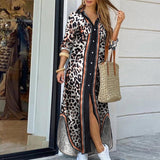Women Elegant Lapel Neck Button Down Dress 2020 Summer Letter Print Long Shirt Dress