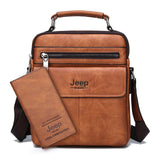 JEEP BULUO Men's High Quality Crossbody Tote Split Leather Shoulder Bags