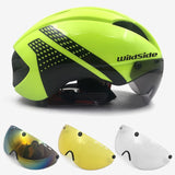 Aero helmet tt time trial cycling helmet for men women goggles race road bike helmet with lens Casco Ciclismo bicycle equipment