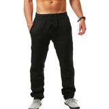 New Men's Cotton Linen Pants Male Summer Breathable Solid Color Linen Trousers Fitness Streetwear M-3XL