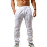 New Men's Cotton Linen Pants Male Summer Breathable Solid Color Linen Trousers Fitness Streetwear M-3XL
