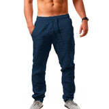 New Men's Cotton Linen Pants Male Summer Breathable Solid Color Linen Trousers Fitness Streetwear M-3XL