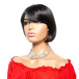 Ombre Short Bob Wig With Bangs Brazilian Straight Human Hair Wigs Honey Blond Human Hair Full Wigs With Front Bang Remy Hair