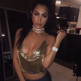 Summer Women Elegant Sexy Shiny Metal Texture