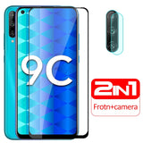 for huawei honor 9c glass 2 in 1 camera protective glass honor 9c xonor 9 c c9 on honor9c aka-l29 screen protector 3D cover film