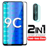for huawei honor 9c glass 2 in 1 camera protective glass honor 9c xonor 9 c c9 on honor9c aka-l29 screen protector 3D cover film
