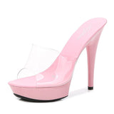 Candy Colors Wedding Shoes Woman Platform Sandals Summer PVC Slides Waterproof 13cm Nightclub Sexy High-heeled Slippers Womens