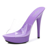 Candy Colors Wedding Shoes Woman Platform Sandals Summer PVC Slides Waterproof 13cm Nightclub Sexy High-heeled Slippers Womens