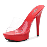 Candy Colors Wedding Shoes Woman Platform Sandals Summer PVC Slides Waterproof 13cm Nightclub Sexy High-heeled Slippers Womens