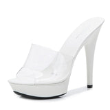 Candy Colors Wedding Shoes Woman Platform Sandals Summer PVC Slides Waterproof 13cm Nightclub Sexy High-heeled Slippers Womens