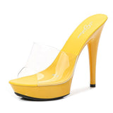 Candy Colors Wedding Shoes Woman Platform Sandals Summer PVC Slides Waterproof 13cm Nightclub Sexy High-heeled Slippers Womens