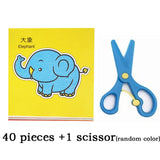 48pcs Children Cartoon DIY Colorful Paper Cutting Folding Toys Kindergarten Kids Educational  Art Craft with scissor Tools Gifts