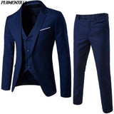 New Men Spring 3 Pieces Classic Blazers Suit Sets Men Business Blazer +Vest +Pants Suits Sets Autumn Men Wedding Party Set
