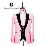 Cenne Des Graoom New Men Suit Costume 3 Pieces Velvet Lapel Slim Fit Shawl Lapel Tuxedo DG-MT