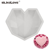 SILIKOLOVE 3D Diamond Love Heart Shape Silicone Molds for Baking Sponge Chiffon Mousse Dessert Cake Molds Food Grade