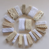 5 yards  of White Beige Cotton Embroidered Flower bud silk screen ribbon fabric with the edge of manual sewing process materials