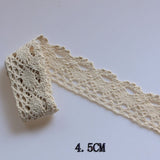 5 yards  of White Beige Cotton Embroidered Flower bud silk screen ribbon fabric with the edge of manual sewing process materials