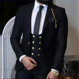Slim Fit Groomsmen One Button Groom Tuxedos Peak Blue Lapel Men Suits Wedding Best Man 3 Pieces ( Jacket+Pants+Vest+Tie ) C825