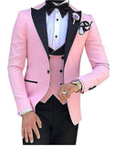 Slim Fit Groomsmen One Button Groom Tuxedos Peak Blue Lapel Men Suits Wedding Best Man 3 Pieces ( Jacket+Pants+Vest+Tie ) C825
