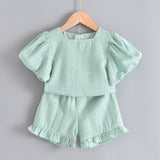 Menoea Girls Clothing Sets 2020 New Style Summer Children Clothes Cute  Dots Lace + Bow Short Pants 2pc Kids Clothes Sets