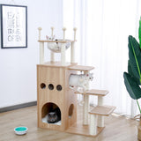 Fast Delivery Pet Cat Tree House Tower Condo Wood Cat Scratching Sisal-Covered Scratch Posts Pads with Play Ball for Cats Kitten