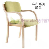 Modern minimalist Nordic solid wood dining chair Japanese-style curved  fabric  back armrest home office desk computer - shopwishi 