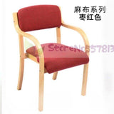 Modern minimalist Nordic solid wood dining chair Japanese-style curved  fabric  back armrest home office desk computer - shopwishi 